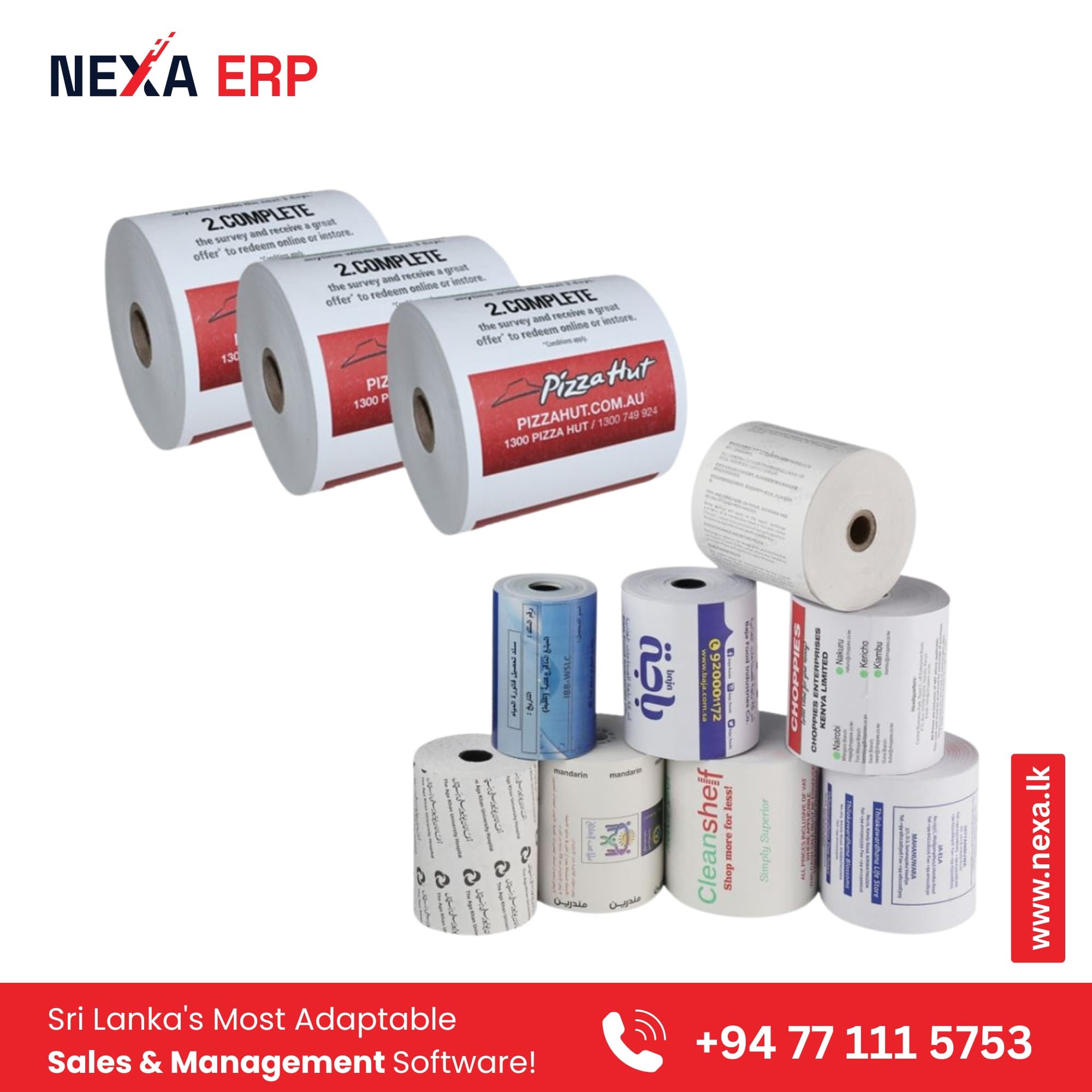 Custom Printed Thermal Paper Rolls Sri Lanka – POS Paper Rolls with Logo & Multi-Size Options